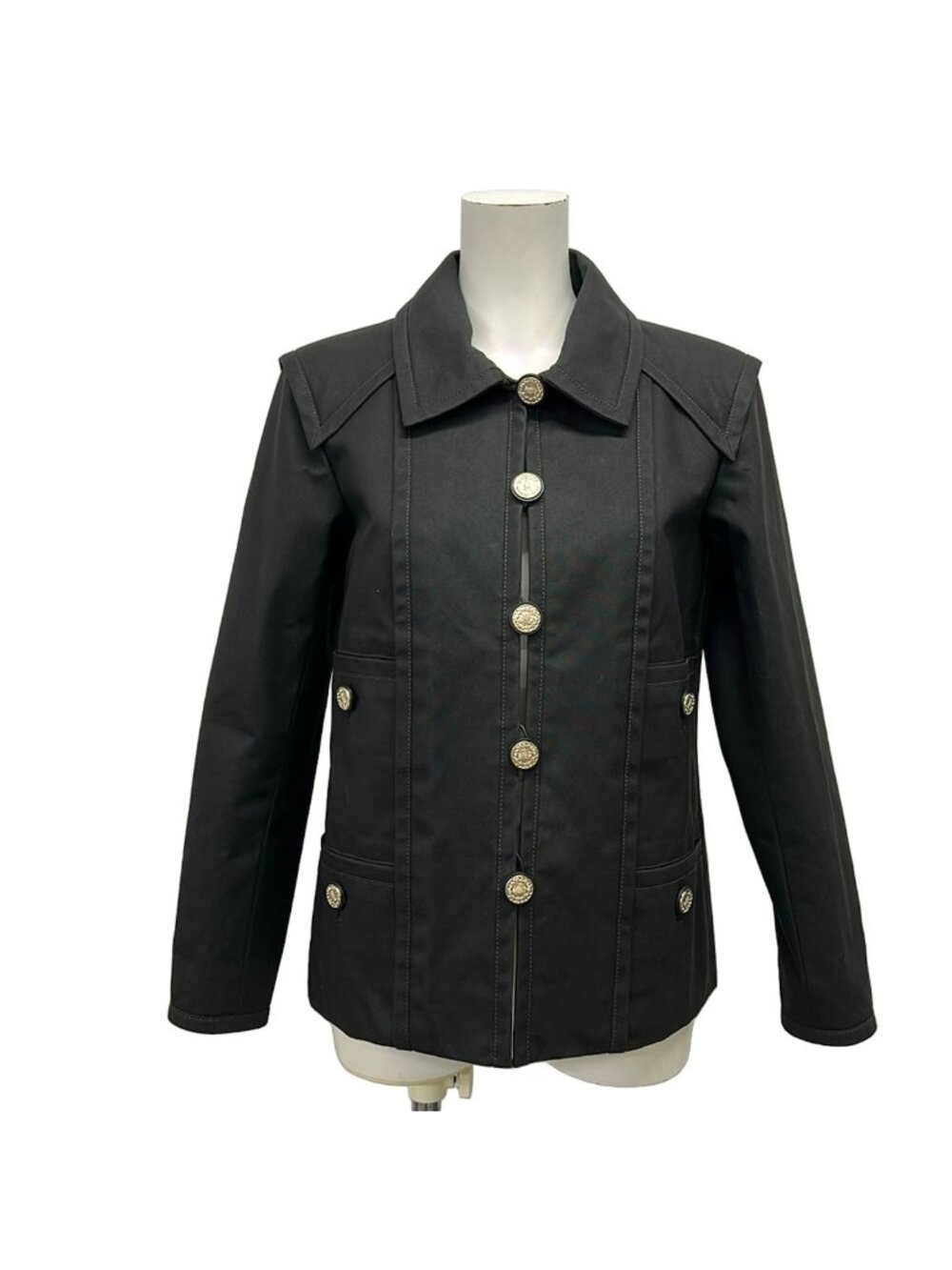 Chanel Jacket 34 Black Long Sleeve Spring Autumn Cotton